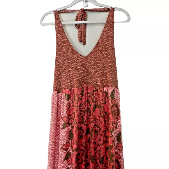 Tommy Bahama Vine Forets Tropical Halter Maxi Dress size Large Coral - Picture 2 of 12